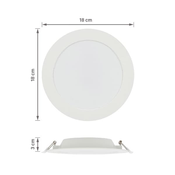 PLAFON LED EMBUTIR 12W REDONDO 18CM BIVOLT